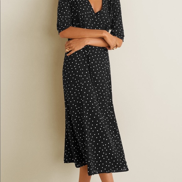 Mango Dresses & Skirts - Mango Black/White Polka Dot Tea-Length Dress NWT